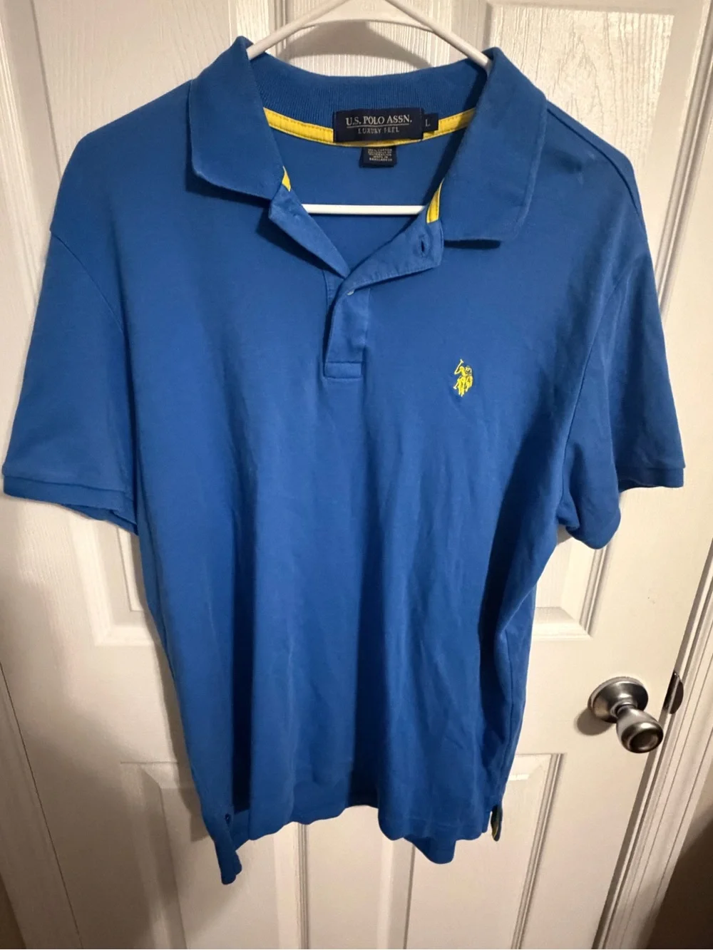 U.S. Polo Assn. Men’s Royal Blue Polo with Yellow Logo Accents